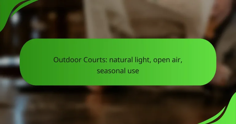 Outdoor Courts: natural light, open air, seasonal use