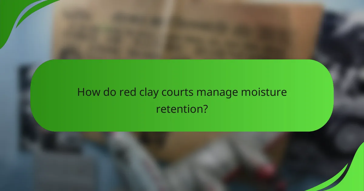 How do red clay courts manage moisture retention?