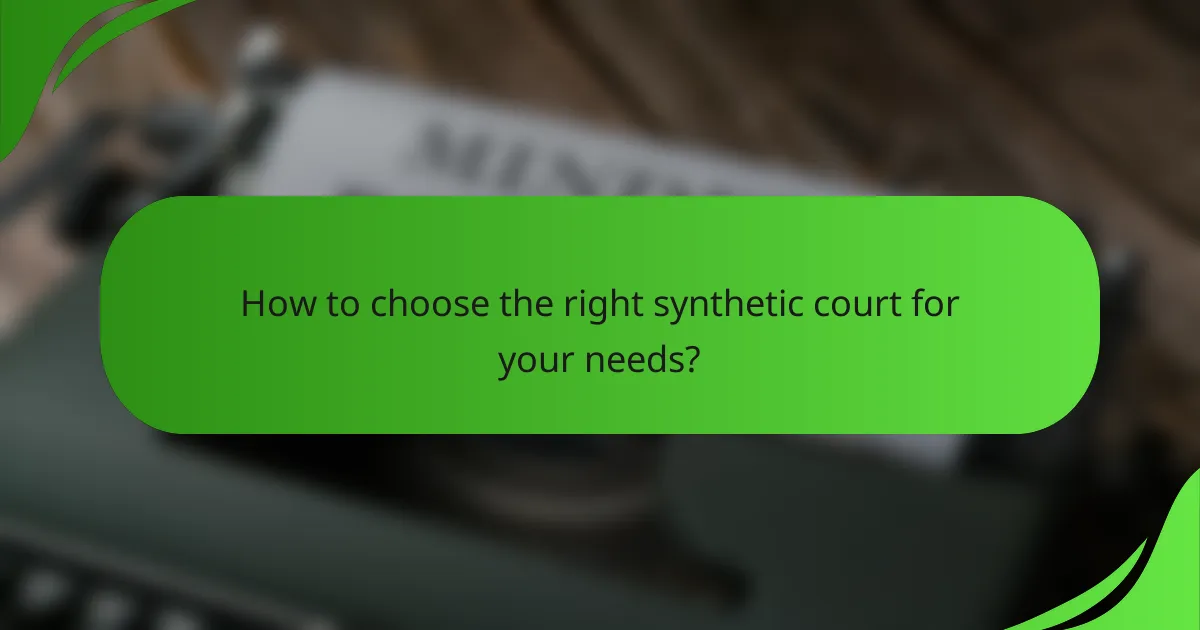 How to choose the right synthetic court for your needs?