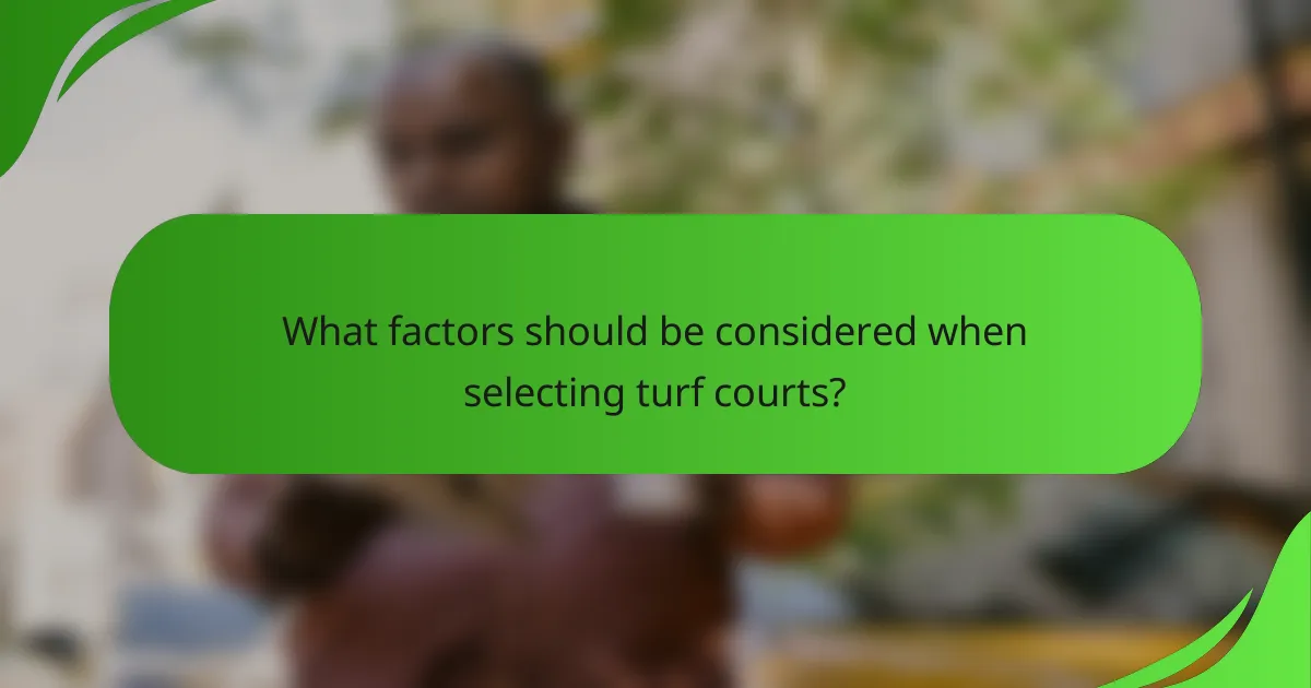 What factors should be considered when selecting turf courts?
